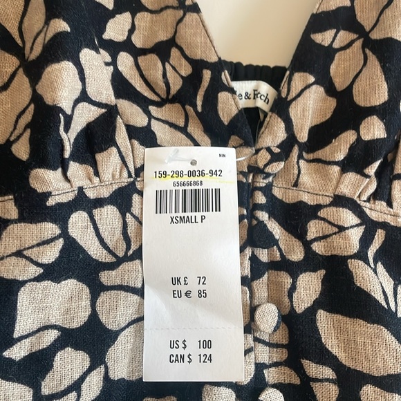 NWT Abercrombie Linen-Blend Button-Through Maxi Dress XS - Picture 4 of 6